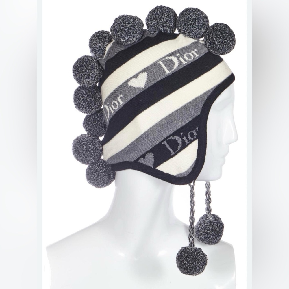 Christian Dior John Galliano 2002 Mohawk Beanie Hat Pom love Dior Vintage 90 Y2k